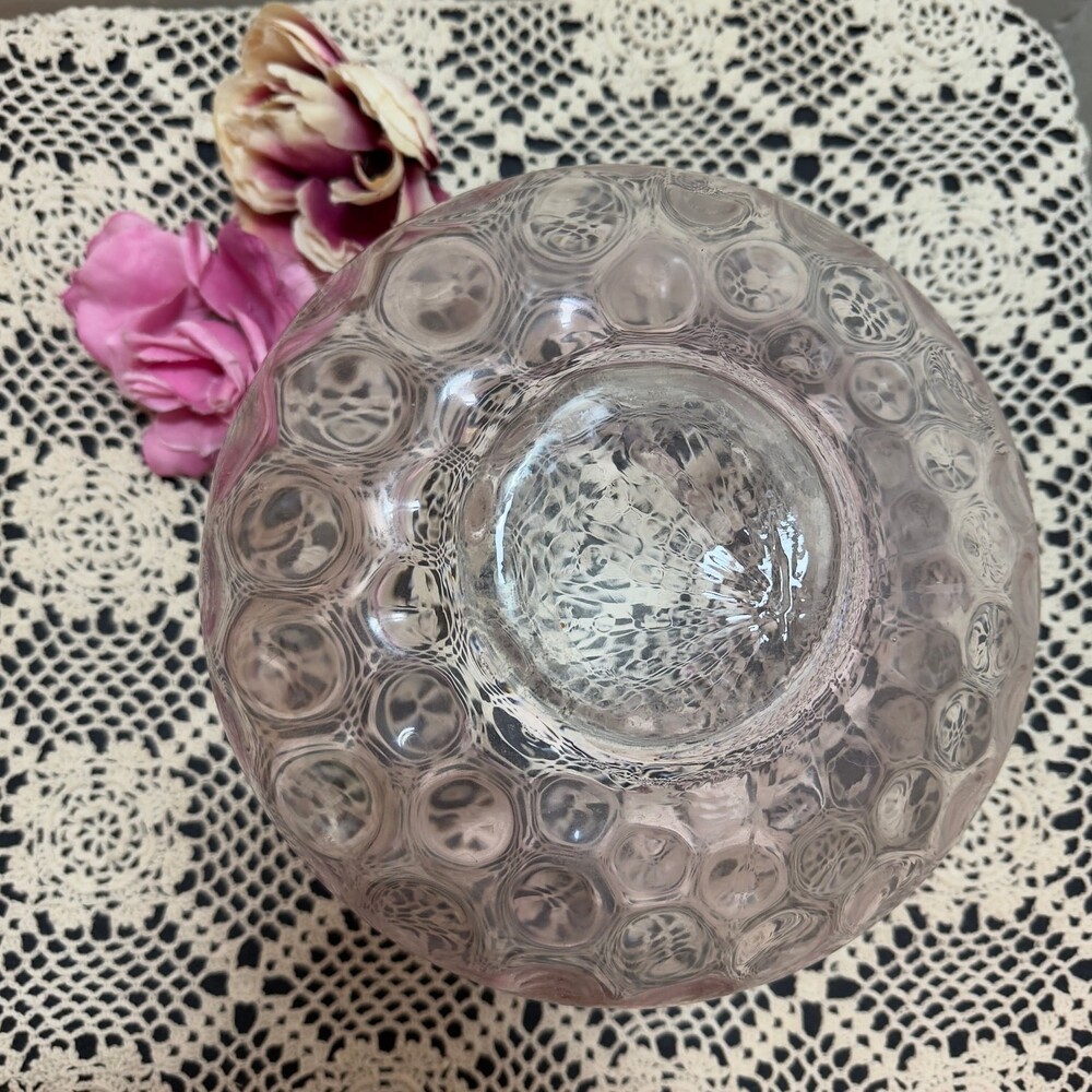 Vintage Empoli Italian Art Glass Pink Coin Dot Fishbowl Vase - Picture 4 of 10